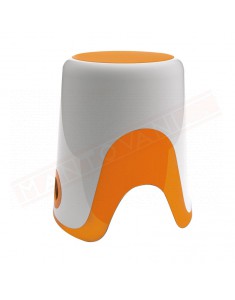 Gedy G.Wendy sgabello contenitore bianco e arancio in resine termoplastiche misure art 35,6x32,6x38,9