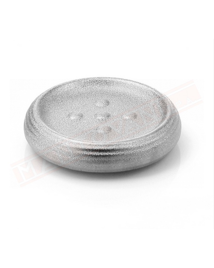 Gedy G. Astrid portasapone in ceramica argento misure art diametro 12x2,6