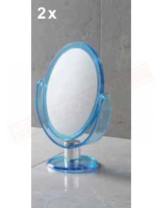 Gedy specchio ovale ingranditore da appoggio e non in resina blu misure art. 17,6x10x25