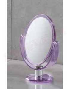 Gedy specchio ovale ingranditore da appoggio e non in resina lilla misure art. 17,6x10x25