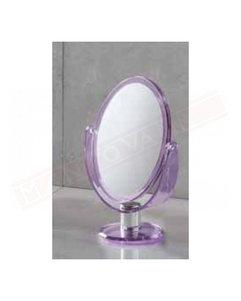 Gedy specchio ovale ingranditore da appoggio e non in resina lilla misure art. 17,6x10x25