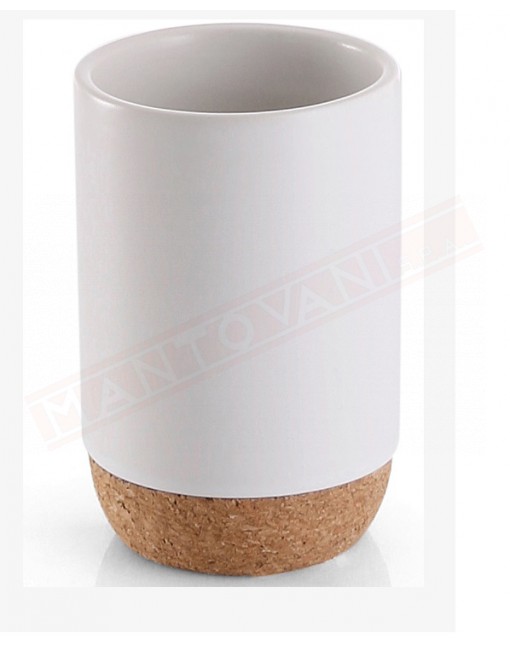 Gedy G. Ilary portaspazzolini in ceramica e sughero bianco misure art diametro 7x10,5