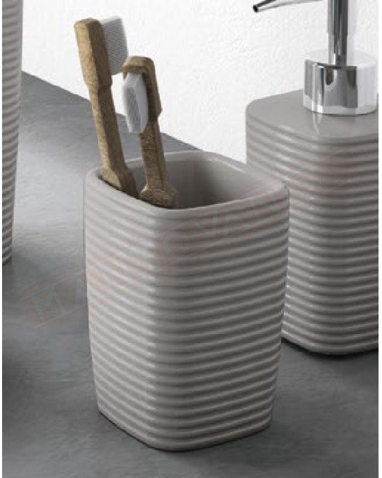 Gedy Kelly portaspazzolini in ceramica grigio misure art 7,2x7,2x10