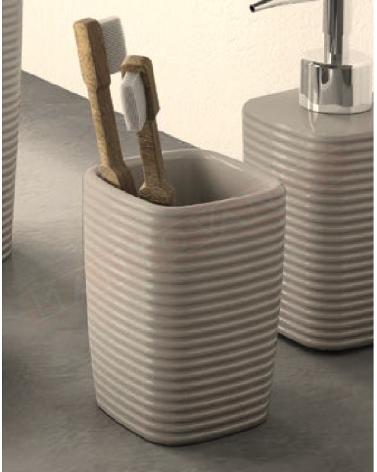 Gedy Kelly portaspazzolini in ceramica tortora misure art 7,2x7,2x10