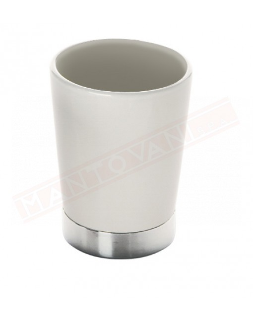 Gedy G. Petunia portaspazzolini in ceramica biancoe acciaio inox misure art diametro 7,5x9,5