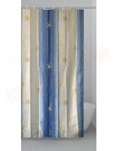 Gedy G.Oltremare tenda in tessuto beige e azzurro con disegni cm 120 altezza 200 confezione con anelli
