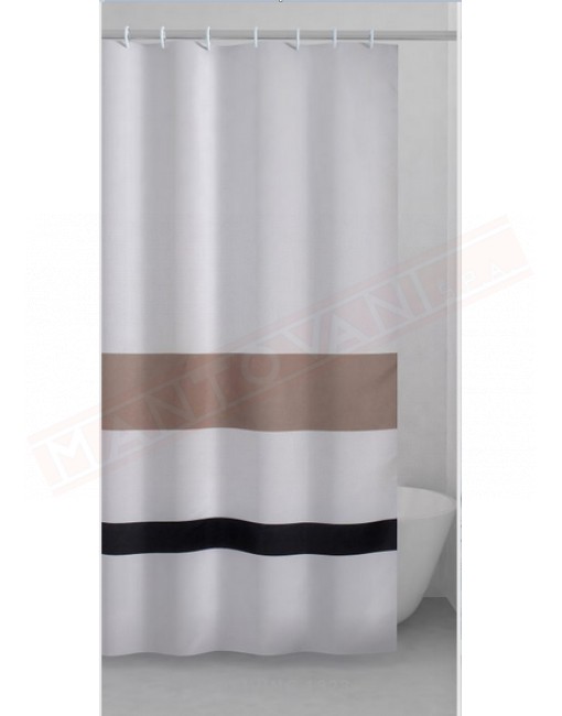 Gedy G.Living tenda in tessuto beige bianco e nero cm 120 altezza 200 confezione con anelli