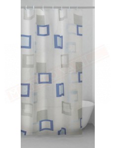 Gedy G. Frame tenda doccia in peva color azzurro e grigio con disegni cm 180 altezza 200 spessore 0,143