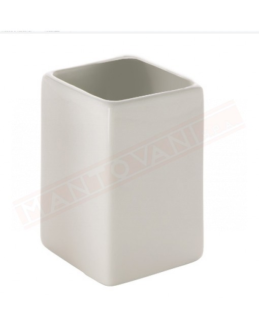 Gedy G. Verbena portaspazzolini in ceramica bianco misure art diametro 6,5x6,5x10