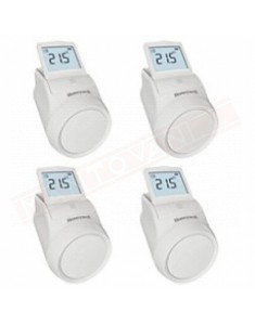 ResideoHoneywell kit 4 teste termostatiche in radiofrequenza con display per Evohome compatibile con valvole Caleffi Danfoss