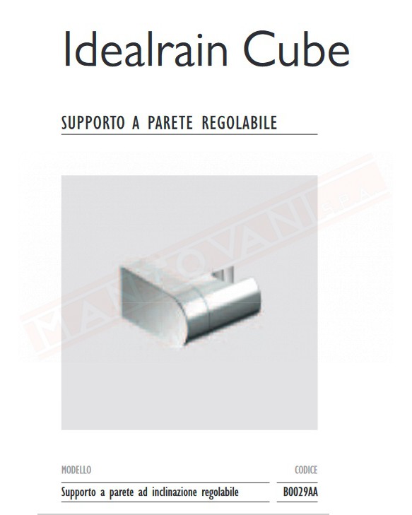 Ideal rain cube supporto cromato a parete ad inclinazione regolabile per doccetta