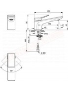 Check rubinetto lavabo cromato Ideal Standard sporgenza 132 mm h 62 mm