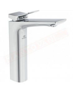Check rubinetto lavabo da appoggio cromato Ideal Standard sporgenza 150 mm h 215 mm con saltarello e piletta