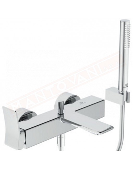 Check rubinetto esterno vasca doccia cromato Ideal Standard interasse 137 163 mm completo di doccetta e supporto