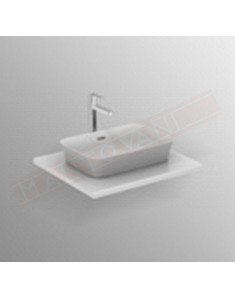 Ideal Standard Ipalyss lavabo da appoggio rettangolare 55x38 cm con troppopieno e senza foro rubinetto