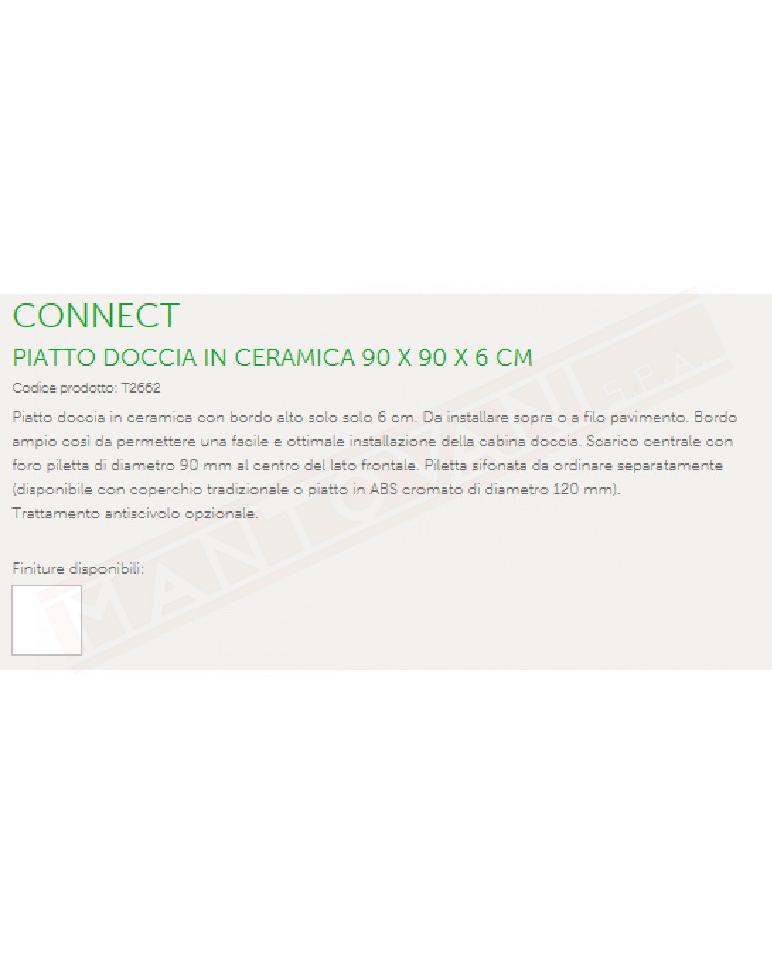 IDEAL STANDARD PIATTO DOCCIA CONNECT 90X90 BEU SCARICO FRONTALE