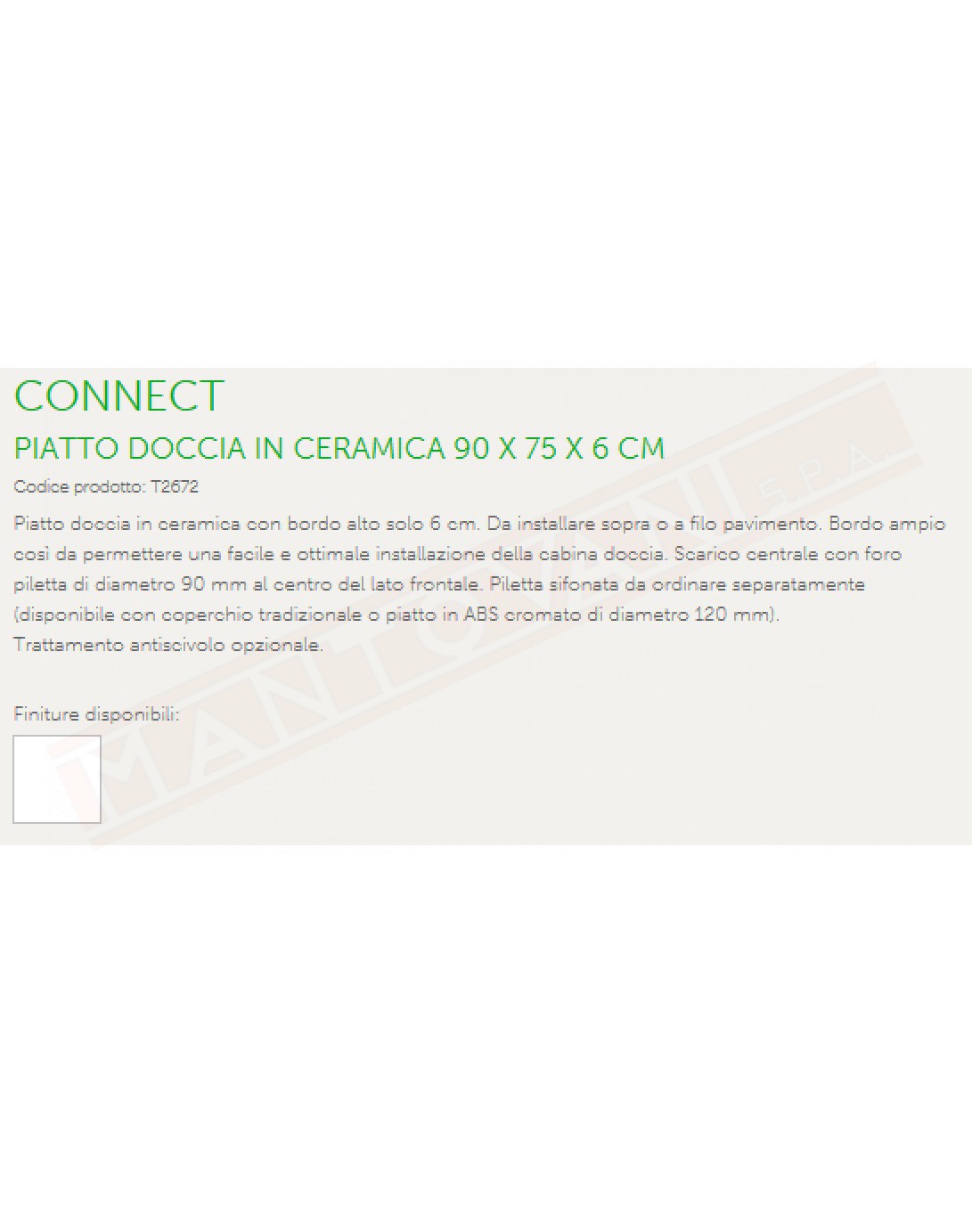 IDEAL STANDARD CONNECT PIATTO DOCCIA 90X75X5 BEU SCARICO FRONTALE