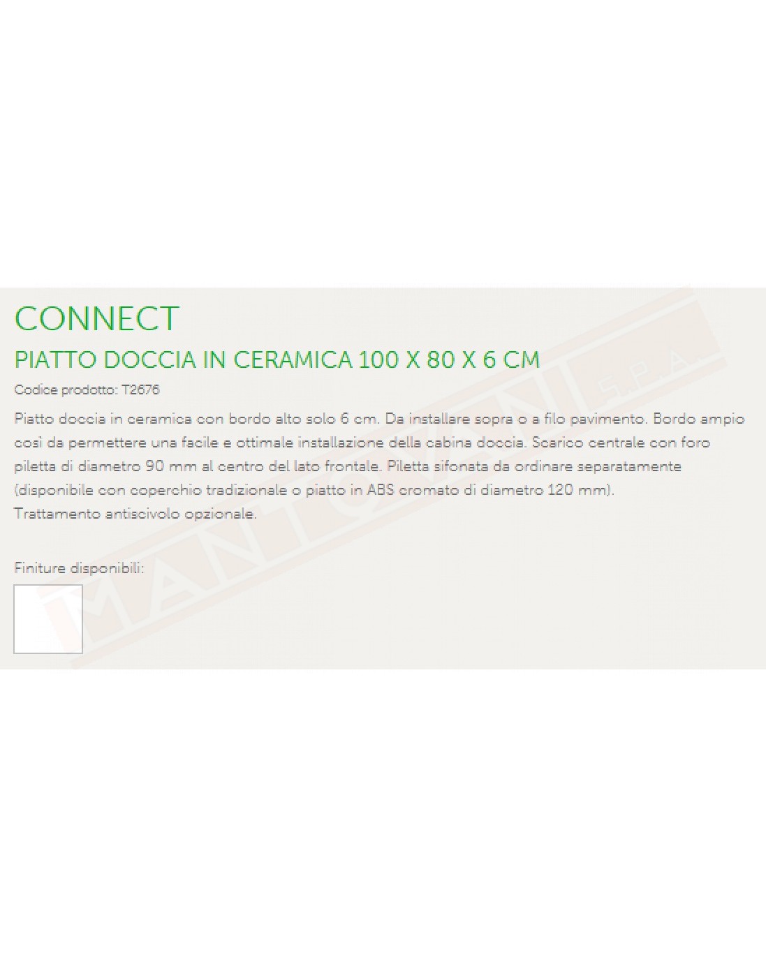 IDEAL STANDARD PIATTO DOCCIA CONNECT.100X80 BEU SCARICO FRONTALE