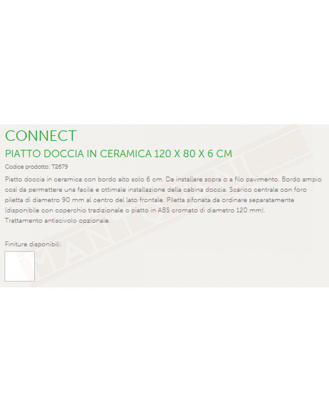 IDEAL STANDARD PIATTO DOCCIA CONNECT 120X80 BEU SCARICO FRONTALE