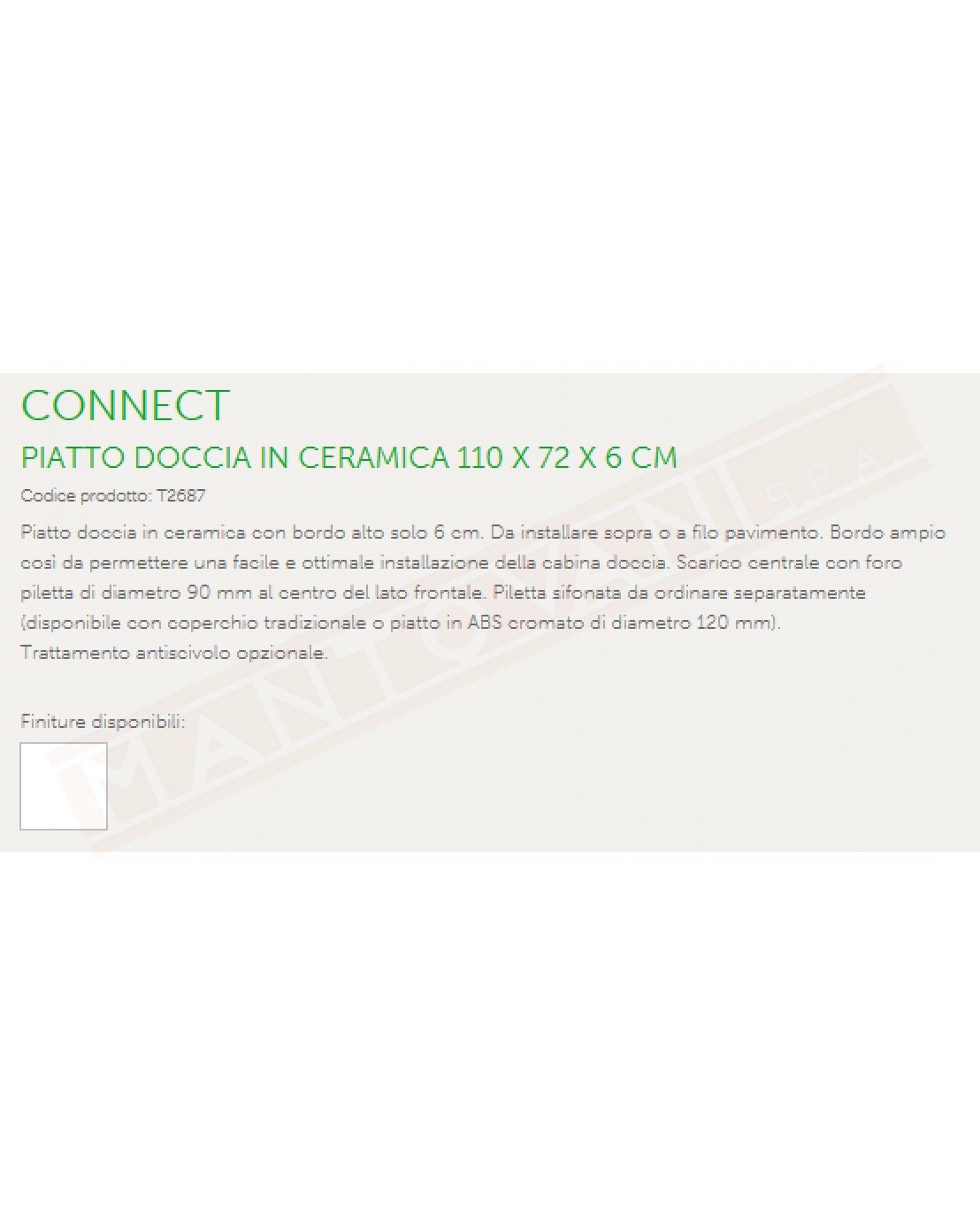 IDEAL STANDARD PIATTO DOCCIA CONNECT 110x72x6 BEU SCARICO FRONTALE
