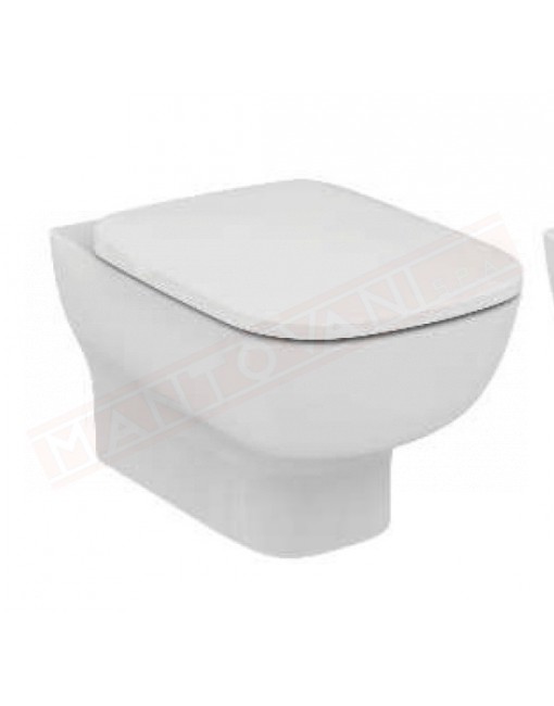 Ideal Standard Esedra wc sospeso con sedile slim bianco a chiusura rallentata cm 54.5x36.5