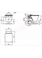Ideal Standard Strada II AquaBlade WC sospeso completo di sedile slim a sgancio rapido