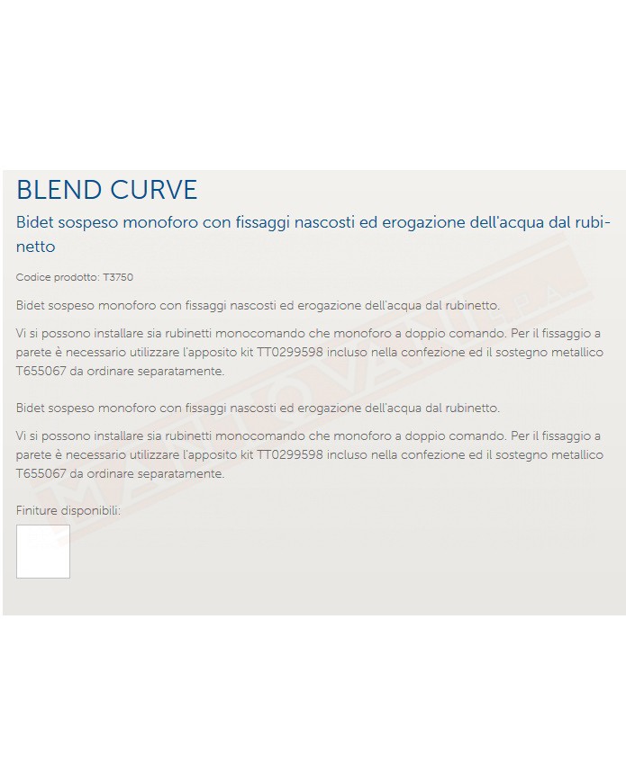 Blend Curve bidet sospeso Ideal Standard bianco lucido