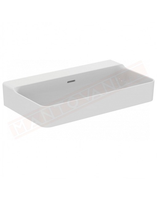 Ideal Standard Conca lavabo bagno da parete 80x45 cm con troppopieno e senza fori rubinetto lato inferiore smaltato