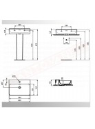 Ideal Standard Conca lavabo bagno da appoggio 60x45 cm con troppopieno e un fori rubinetto lato inferiore rettificato