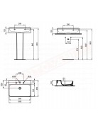 Ideal Standard Conca lavabo bagno da appoggio 60x45 cm senza troppopieno e tre fori rubinetto lato inferiore rettificato
