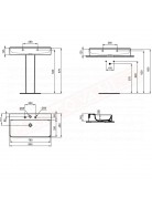 Ideal Standard Conca lavabo bagno da appoggio 80x45 cm senza troppopieno e tre fori rubinetto lato inferiore rettificato