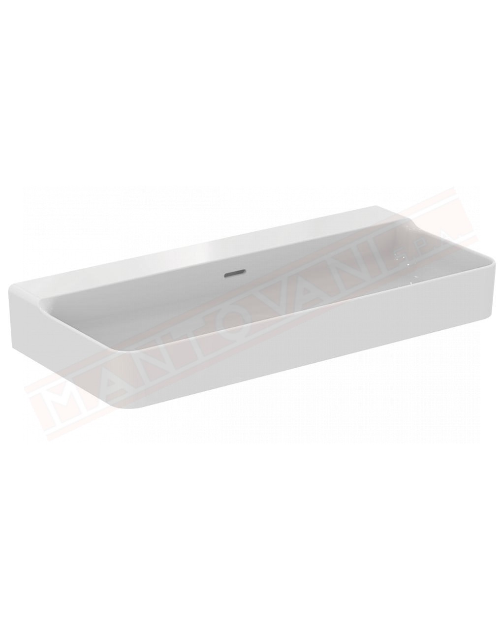 Ideal Standard Conca lavabo bagno da appoggio 100x45 cm con troppopieno e senza foro rubinetto lato inferiore rettificato