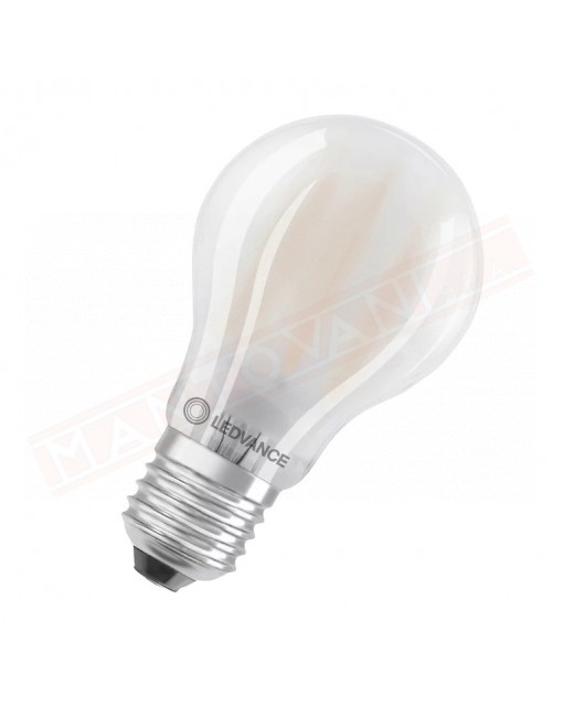 Ledvance lampadina led smerigliata filament classica A non dimmerabile E27 827 Classe E. E 6.5W 806 lumen 2700K 105X60 mm