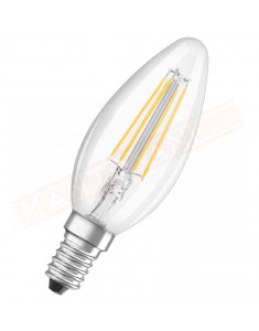 Ledvance lampadina LED Classic b retrofit chiara no dim E14 827 classe energetica A++ 4 W 470 lumen 2700 K 35X100 mm