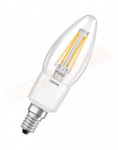Ledvance lampadina led oliva chiara 5.5w osram chiara E14 827 classe energetica D 5.5w=60 806 lumen 2700 K 35x100 mm