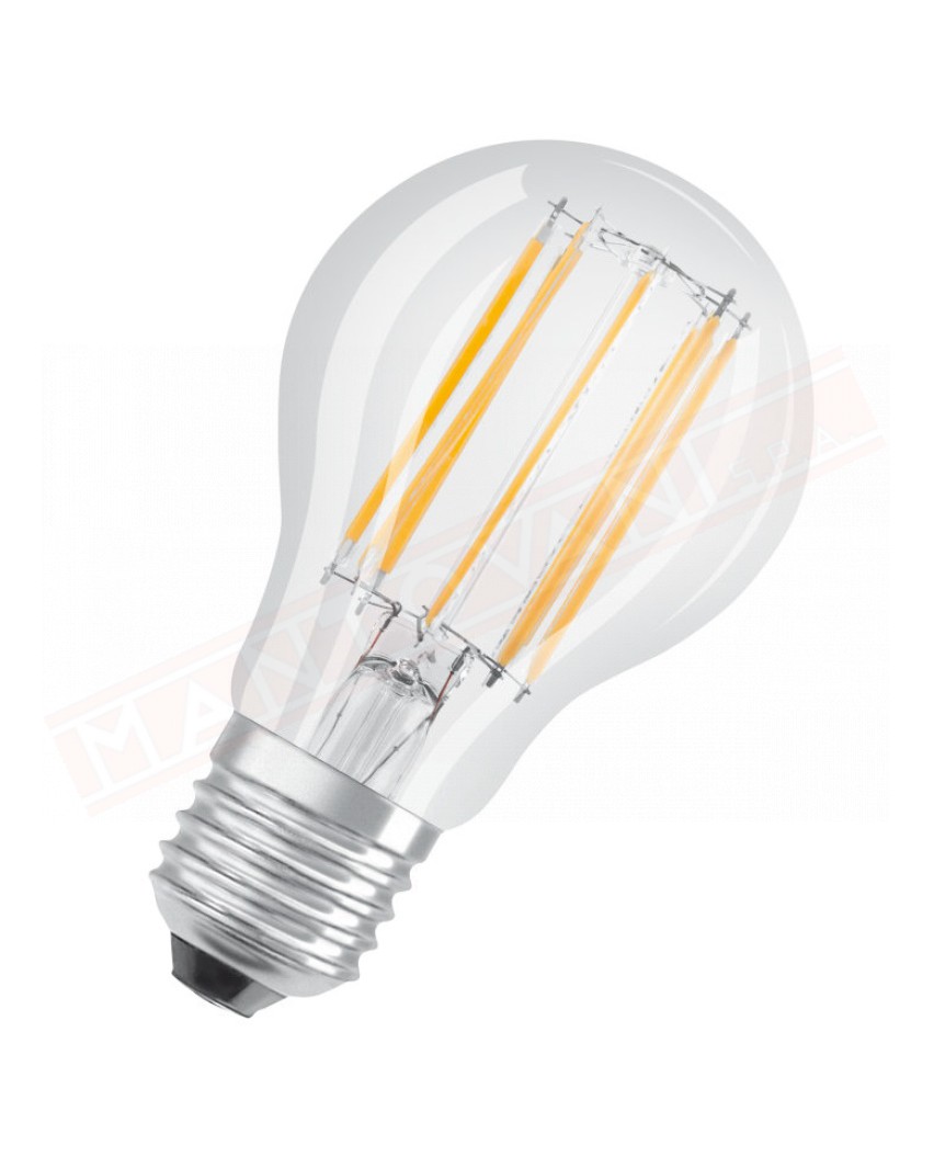 Ledvance lampadina filamento led e27 luce calda 8w =75 w osram misure 105x60 mm classe energetica a++