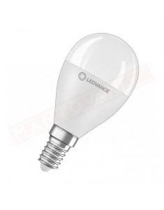 Ledvance lampadina led pallina p 60 smerigliata no dim E14 827 classe energetica F 7.5 W 806 lumen 2700 K 89X47 mm