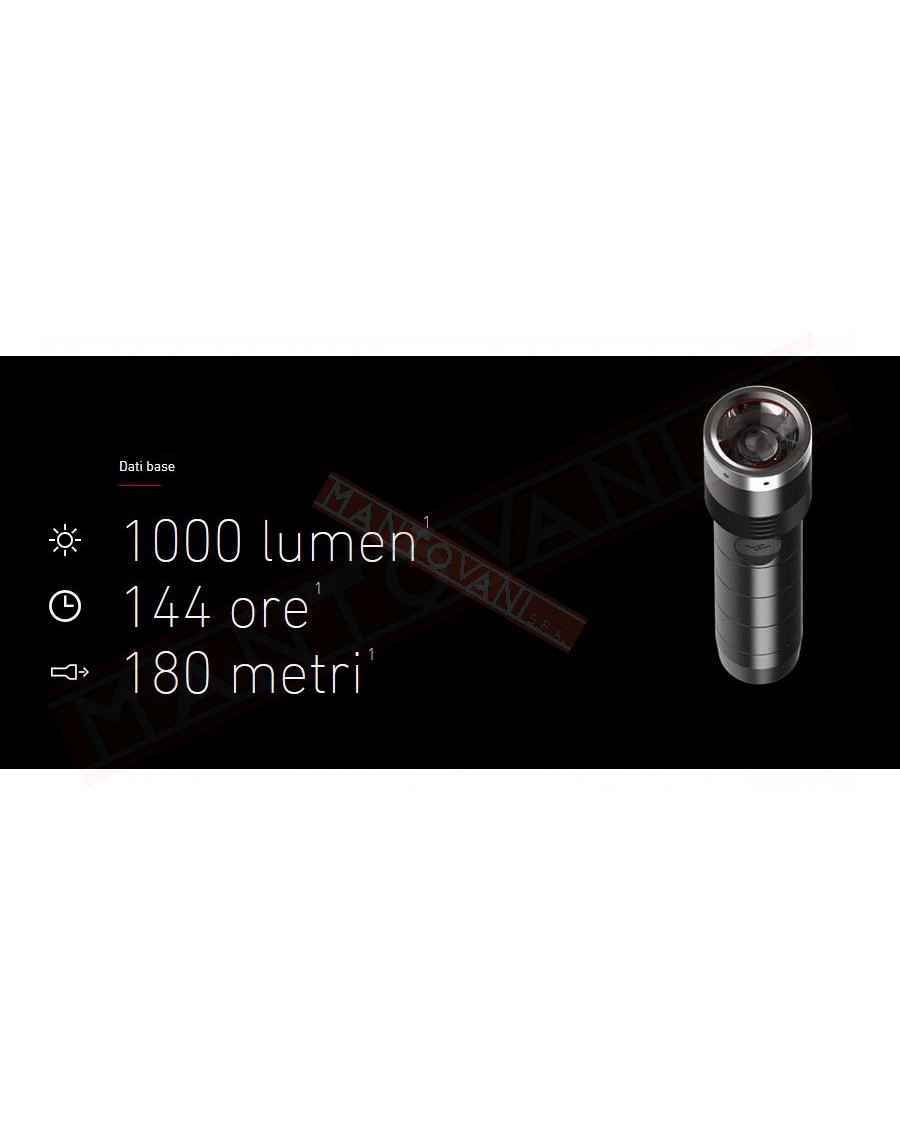 Led lenser MT10 torcia manuale 1x18650 3,7v max 180 metri max 144 ore massimo