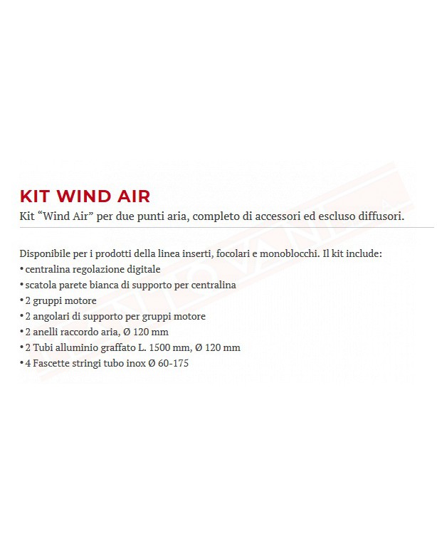 La Nordica kit wind air escluso le griglie che vanno acquistate separatamente