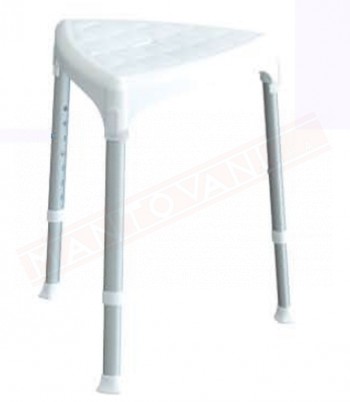 Sgabello con seduta bianca e tre gambe in alluminio regolabile in altezza da 39 a 54 seduta 39x39 per persone massimo 150 kg