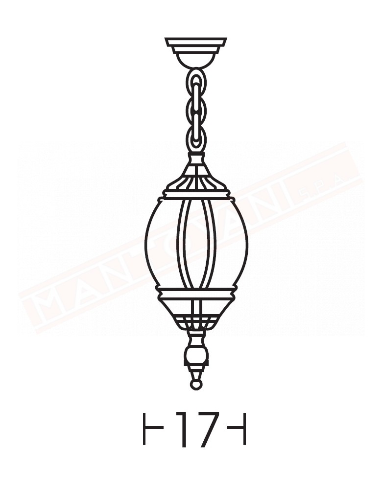 Moretti lampada per esterni a sospensione nera in alluminio pressofuso altezza cm 100 larghezza cm 17 attacco e27