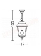 Moretti lampada da esterni a sospensione in alluminio pressofuso nero altezza cm 100 larghezza cm 17 attacco e27