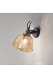 Perenz Vintage applique in vetro ambra e montatura nera e ottone spazzolato diametro cm 20 1xe27