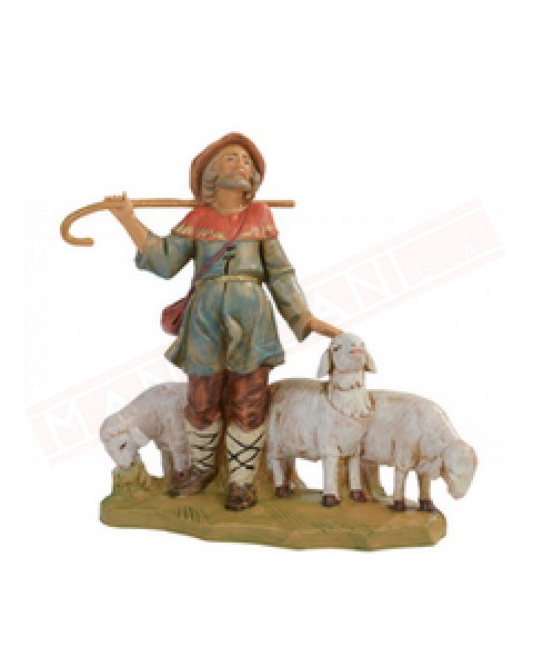 Fontanini 259 pastore con un gregge di pecore adatto per statuine del presepio da cm 12