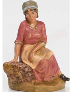 Fontanini donna seduta su catasta legna statuina del presepe adatto per statuie da cm 12