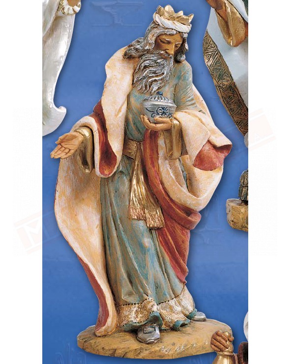 Fontanini re magio bianco adatto per statuine del presepe da cm 45 decoro tipo legno