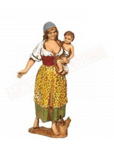 Statuina cm 8 per presepe donna con bimbo in braccio Martino Landi