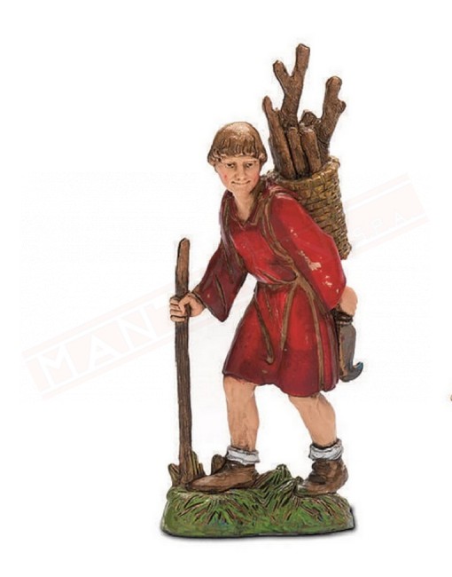 Boscaiolo che porta la legna sulla gerla per presepio con statuine da cm 10 Martino Landi