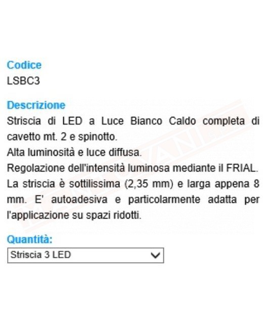 STRISCIA LED 3 LED BIANCO CALDO PER PRESEPE