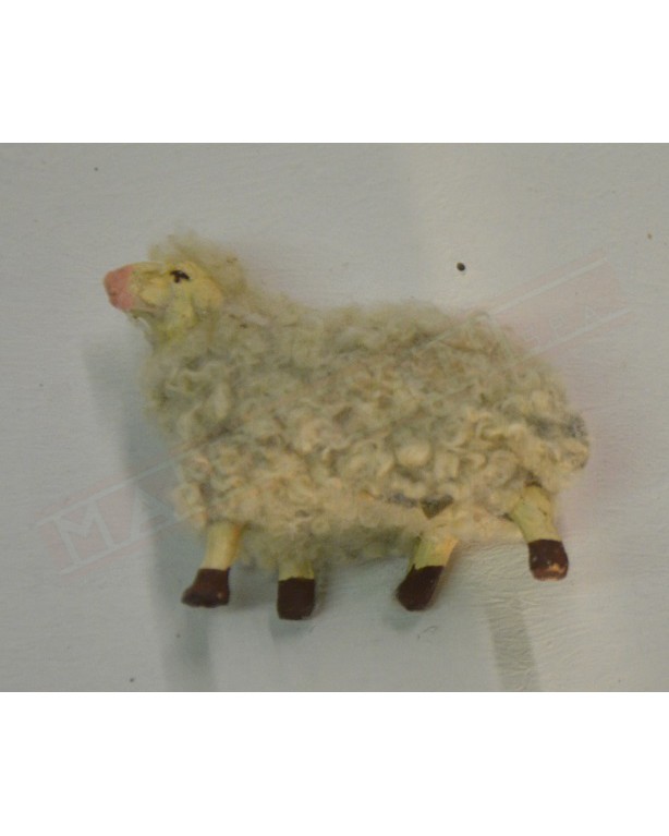 Melu' pecora per statuine presepe cm 12 con lana e muso che guarda dirtto